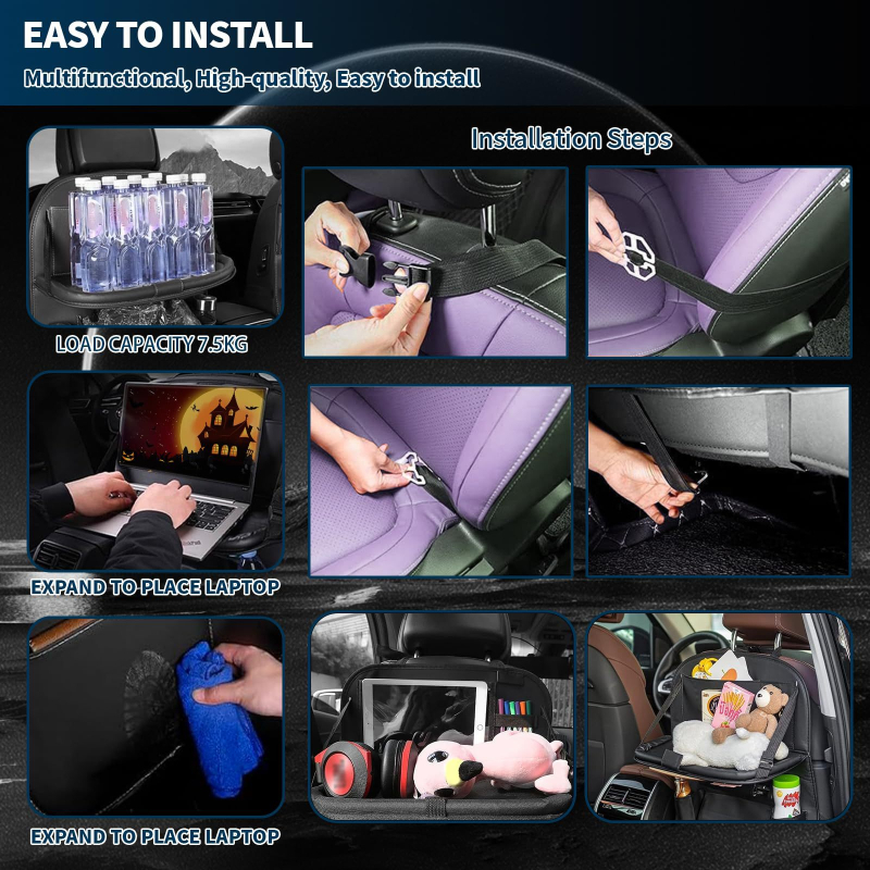 Bőr Autóülés Hátsó Rendező – Játék Zseb és Tablet Állvány