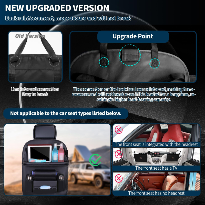 Bőr Autóülés Hátsó Rendező – Játék Zseb és Tablet Állvány