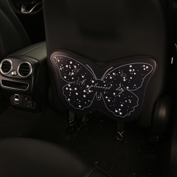 Perna de protecție pentru spătarul auto destinat copiilor, design fluture, utilizare all-season, material PU și umplere cu spumă, potrivire universală