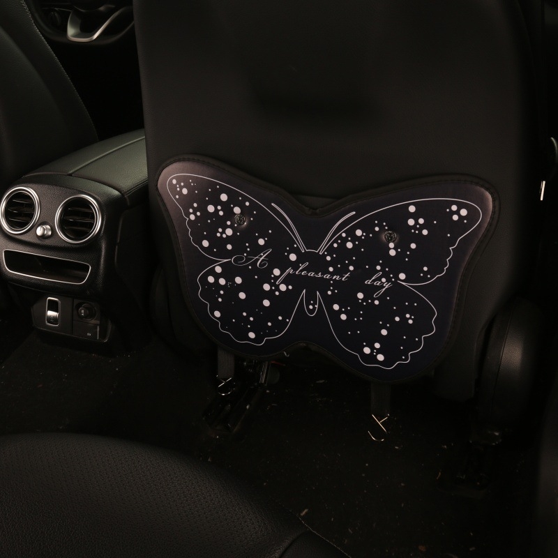 Perna de protecție pentru spătarul auto destinat copiilor, design fluture, utilizare all-season, material PU și umplere cu spumă, potrivire universală