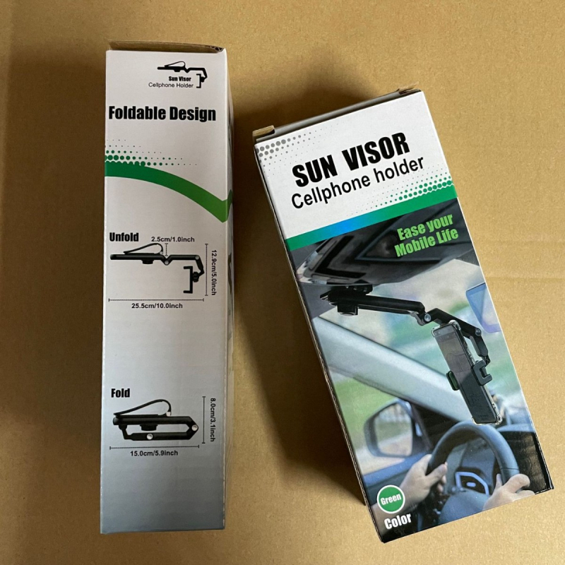 Държач за телефон за слънчев козир на автомобил - монтаж със щипка, обща съвместимост, без захранване.