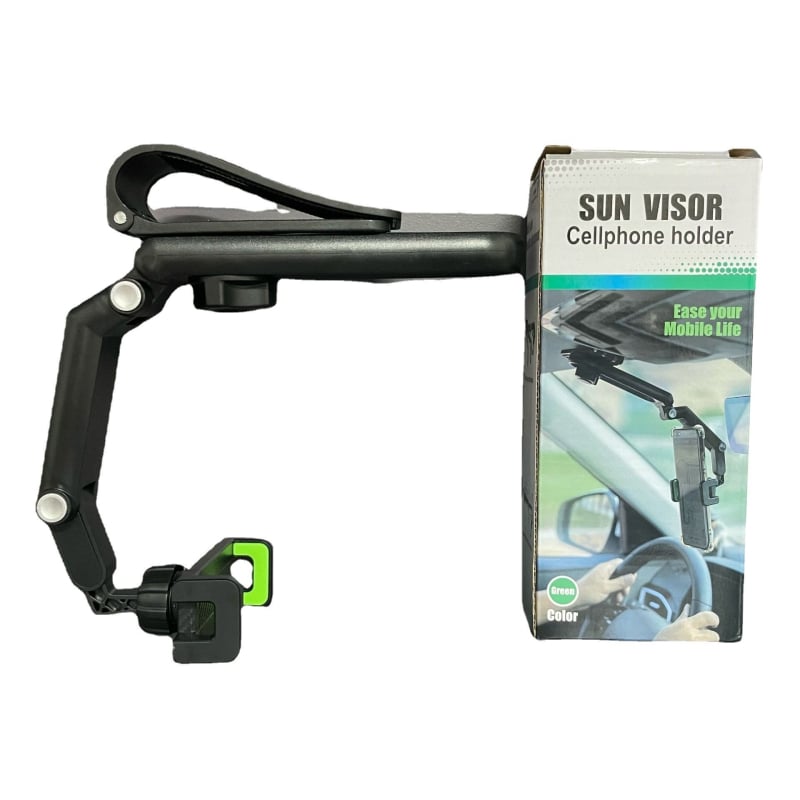 Държач за телефон за слънчев козир на автомобил - монтаж със щипка, обща съвместимост, без захранване.