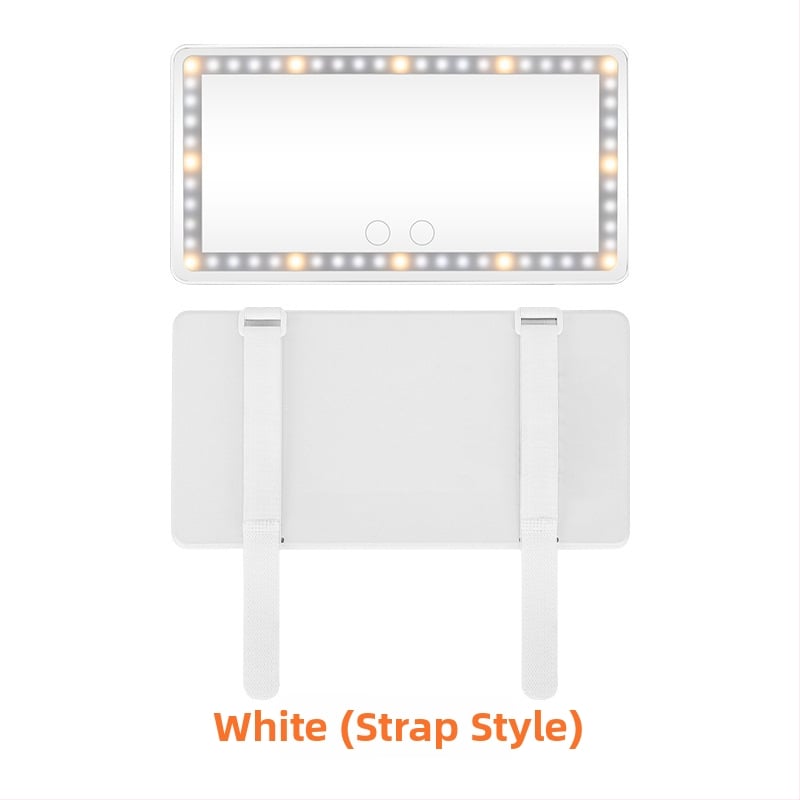 LED automobilių makiažo veidrodis su liečiamuoju reguliavimu, trijų spalvų šviesos šaltinis, HD veidrodis, ABS rėmas