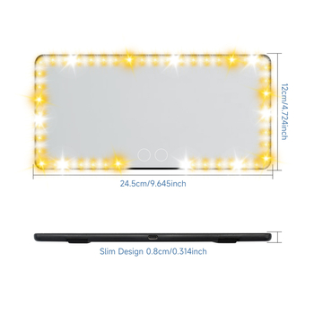 LED kozmetikai tükör autóhoz, világítással, töltéssel, univerzális kompatibilitás, snap-on rögzítés, súly 320 g