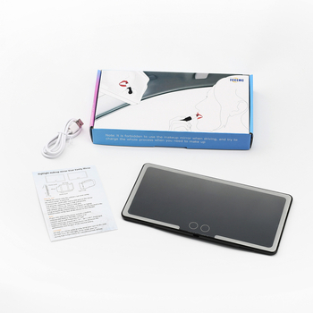 LED kozmetikai tükör autóhoz, világítással, töltéssel, univerzális kompatibilitás, snap-on rögzítés, súly 320 g