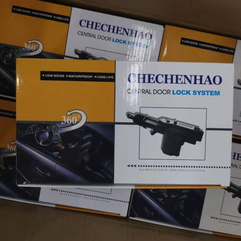 Automašīnas centrālā bloķēšanas mehānisms – plastmasa + mehāniskie elementi, 12V barošana, ūdensizturīgs motors, ultraskaņas metināšana