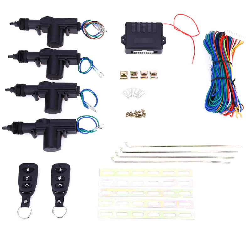 Központi zár távirányító beépített motorral, jelzőfénnyel és csomagtartónyitási funkcióval, 12V (12V motor, 100 m hatótávolság, 433.92 MHz, ultrahangos hegesztés, testreszabható feldolgozás)