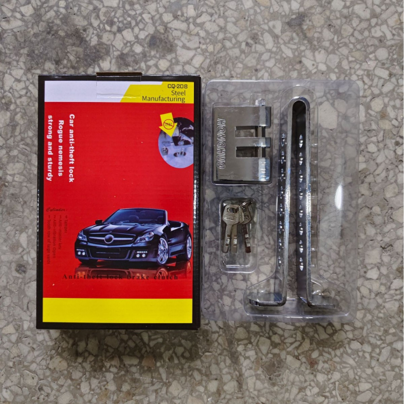 Autó-ellopás elleni zár készlet: kormányzár, kuplungszár, nyolc lyukas gázpedál-zár, központi vezérlő zár, fékzár • Modell: 08A • Anyag: acél