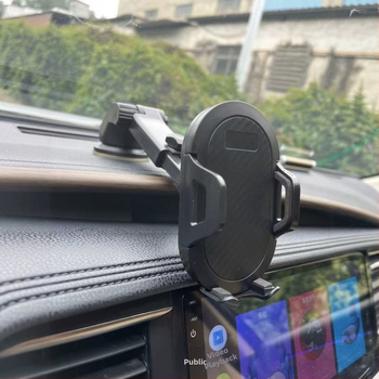 Държач за телефон за кола с телескопично заключване, универсална щипка, вакуумна чашка, карбонова рамка за предното стъкло