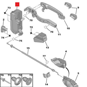 Peugeot 307 ajtó központi zár blokk zár – kompatibilis 9135Y4, 9136CG, 9137H, 9138G