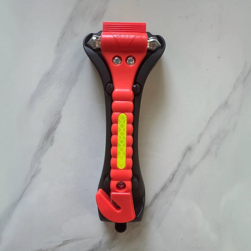 Autóbiztonsági kalapács, 2 az 1-ben, többfunkciós életmentő eszköz, ABS és szénacél, 142 g