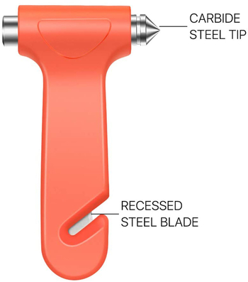 4-частен комплект автомобилни спасителни инструменти с чук за разбиване на стъкла — удароустойчив, взривоустойчив, нетно тегло 0.261 кг