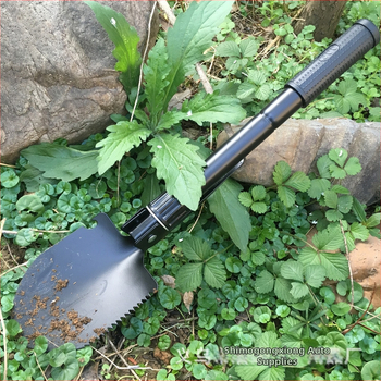 Сгъваема лопата от неръждаема стомана — четири в едно, преносима къмпингова лопата с ударен спасителен чук