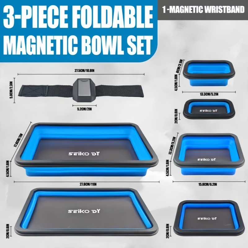 Salokāms magnētisks detaļu trauks – silikons un magnets, modelis YW084, 4gab komplekts, Aokika