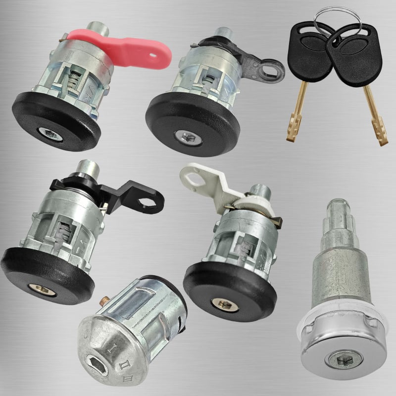 Ford Transit Mk5 1994–2000 Комплект стартово заключване за предна и задна част, 6 части + 2 ключа; автомобилен противоугонен механизъм; цилиндър на заключване: A; материали: цинкова сплав, пластмаса, желязо
