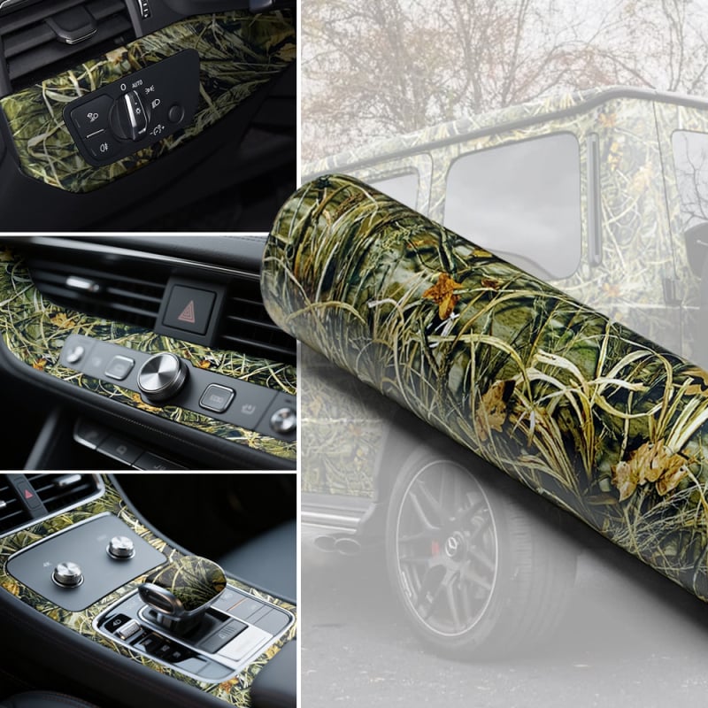 Autokere wrap-kile metsakamuflaažmustriga, PVC, universaalne ühilduvus, bränd Cheshjong