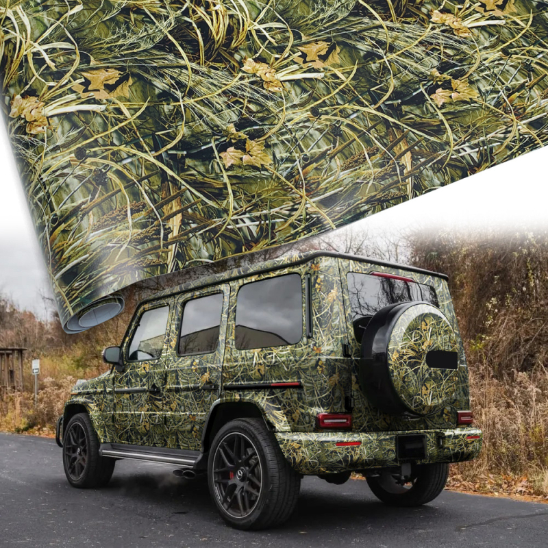 Autokere wrap-kile metsakamuflaažmustriga, PVC, universaalne ühilduvus, bränd Cheshjong