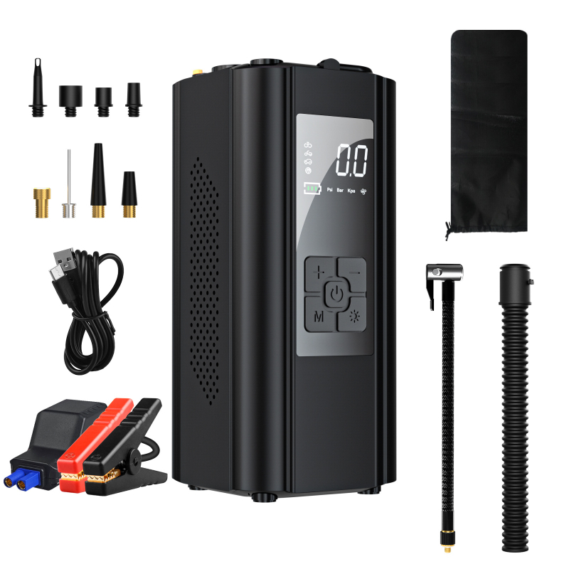 Automobilska pumpa za zrak, nužni start i power banka – sve-u-jednom, s digitalnim zaslonom, 12V, 100W, dvostruki cilindar, 30 L/min