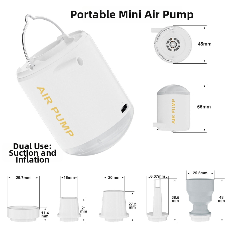 Volip USB napájaná 80W prenosná mini pumpa na vzduch pre domáce a vonkajšie použitie, digitálny displej, svetlo, prietok vzduchu >70 L/min