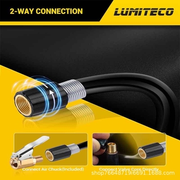 Riepu uzpildes šļūtenes adapters ar bloķējošu vārstu — PU, 12V, 220W, 30 L/min, digitālais displejs