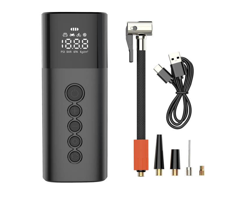 Digitālā automašīnas riepu sūknis, kompakta 12V, USB-C barošanas avots, displejs, riepu spiediena mērinstrument, 35 L/min