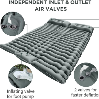 F-MAX kahekohaline täispuhutav magamatt padja – paks konstruktsioon, Pongee TPU materjal, telkimiseks, jala sammuga täitmine