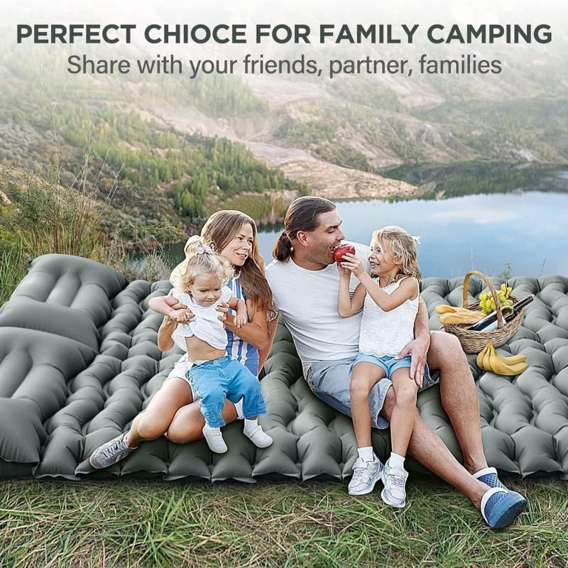 F-MAX kahekohaline täispuhutav magamatt padja – paks konstruktsioon, Pongee TPU materjal, telkimiseks, jala sammuga täitmine