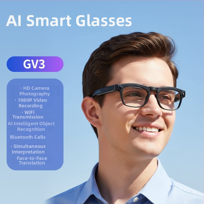 Pametne naočale s 8MP kamerom, AI prijevod, Bluetooth zvuk, dizajn za nošenje na glavi, 32GB pohrane + 16GB RAM