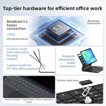 Hálózati billentyűzet Samsung táblagépekhez S7/S8/S9/S9FE/S10FE, lebegő mágneses kialakítás, Bluetooth (Modell: Yx019; Interfész: Bluetooth; Kompatibil modellek: S7/S8/S9/S9FE/S10FE; Ergonomia: Támogatott; Súly: 0.56)