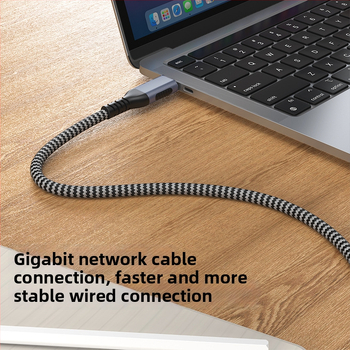 Type-C to RJ45 Gigabit Ethernet adapter — Szövött kábel, Windows 7 kompatibilis, Modell L003-53E-UTP-C2.0M