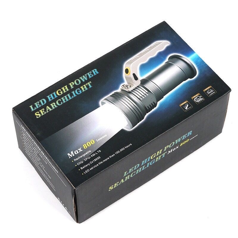 LED baterijska svjetiljka, ručni pogon, domet 200-500 m, baterija 6800mAh, snaga 5W