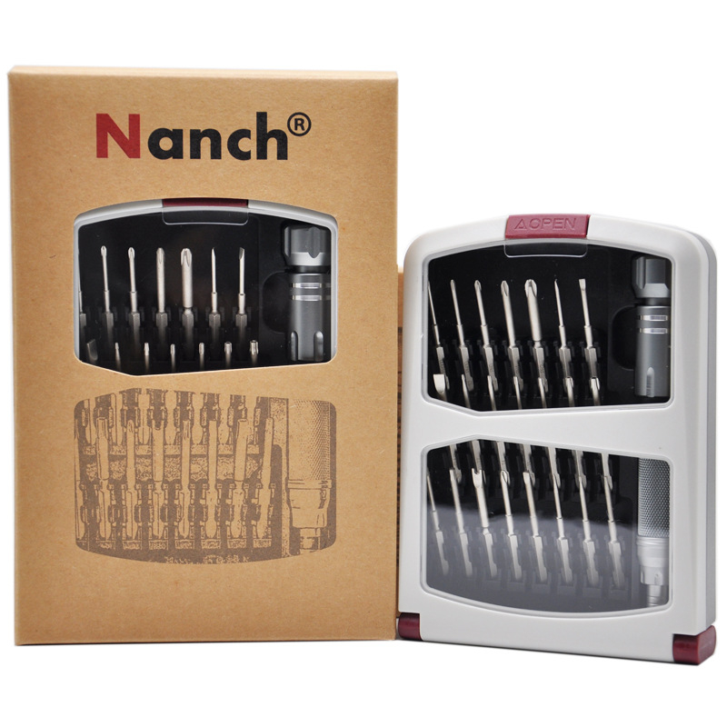 22-в-1 комплект прецизни отвертки от S2 стомана, магнитен и изолиран, с 22 накрайника и дръжка, за телефони, лаптопи и настолни компютри