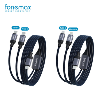 Cablu USB-C împletit pentru date, splitter 1 la 2, încărcare rapidă 240W pentru dispozitive Apple