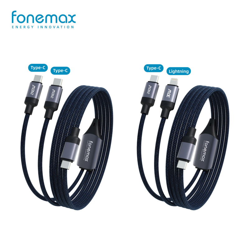 Cablu USB-C împletit pentru date, splitter 1 la 2, încărcare rapidă 240W pentru dispozitive Apple