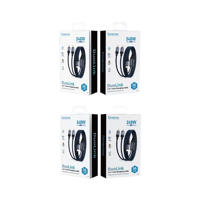 Cablu USB-C împletit pentru date, splitter 1 la 2, încărcare rapidă 240W pentru dispozitive Apple