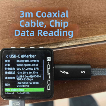 Lianyin USB-C kábel Thunderbolt 5 — 80Gbps, 240W rýchle nabíjanie, 8K60 video, TB4/USB4 kompatibilný, tkaný kábel, s jedným koncom