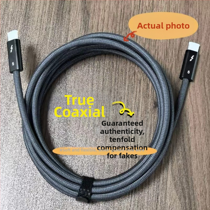 Lianyin USB-C kábel Thunderbolt 5 — 80Gbps, 240W rýchle nabíjanie, 8K60 video, TB4/USB4 kompatibilný, tkaný kábel, s jedným koncom