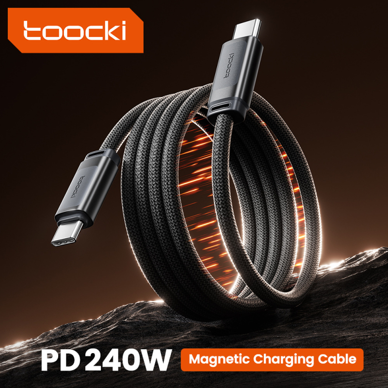 Tucci USB-C kabel za podatke s magnetskim pohranjem, 240W brzo punjenje, PD kompatibilan, aluminijska legura