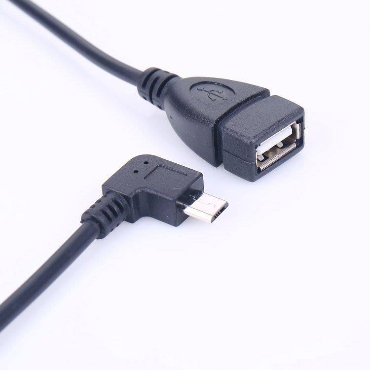 Cablu de date Micro USB M–F, unghi 90°, OTG, pentru dispozitive Android, PVC, retractabil