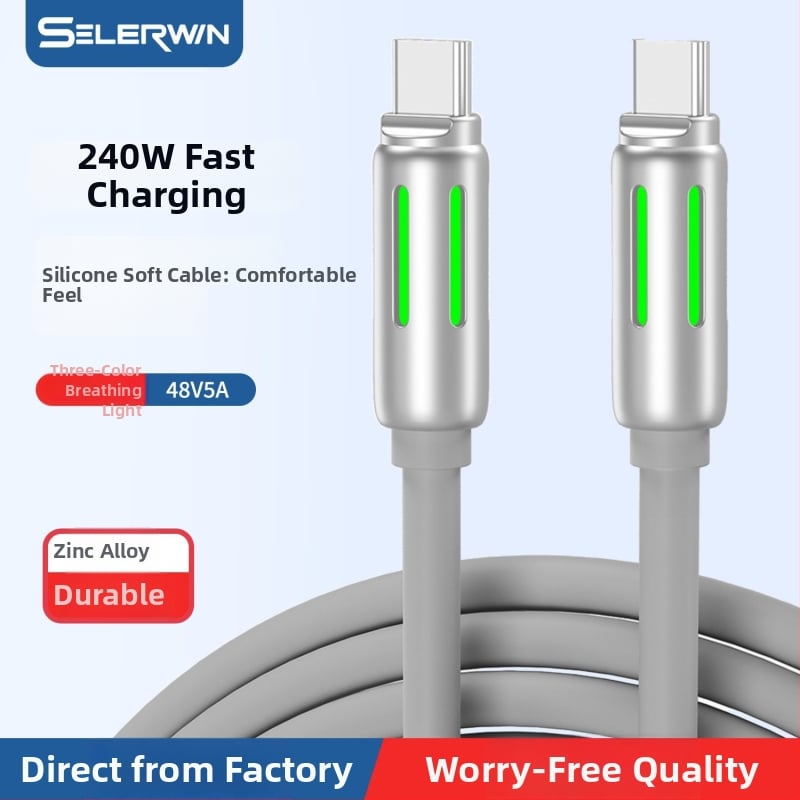 Selerwin USB-C adatkábel folyékony szilikonból, E-Maker chip, biztonságos gyors töltés
