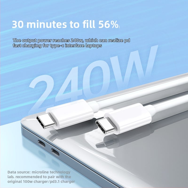 USB-C adatkábel, kétoldalas USB-C csatlakozóval, PD 240W, Thunderbolt 4 kompatibilis, magas tisztaságú ónzott réz vezetők, TPE burkolat