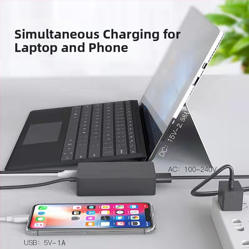 Microsoft Surface Pro laadija toiteadapter — 44W, 15V, 2.58A, Sisend 100-240V, Otsene laadimine (mitte originaal)