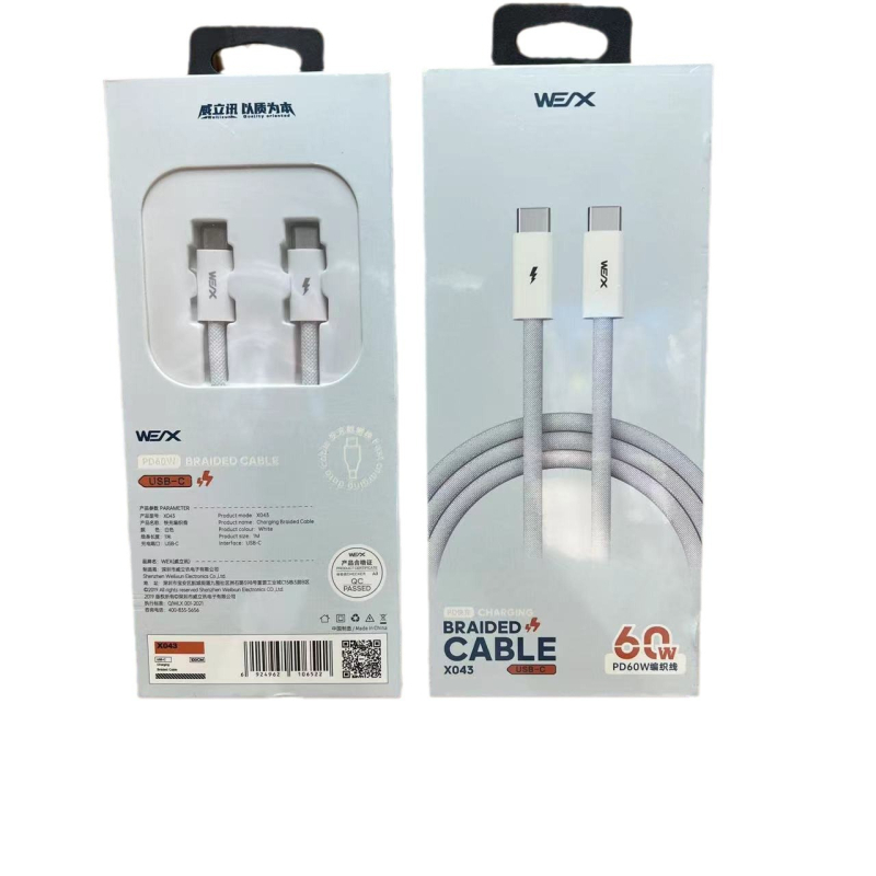 Willison X043 Szőtt USB-C kábel laptopokhoz és tabletekhez, egyfejű csatlakozó, gyors töltés, max. 6W, szövött anyag