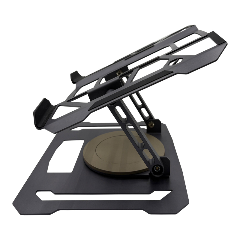 Στήριγμα ψύξης για gaming φορητό υπολογιστή με ρύθμιση ύψους, περιστρεφόμενο και αναδιπλούμενο σχέδιο — Μοντέλο K1000; Υλικά: χάλυβας άνθρακα + κράμα αλουμινίου; Βάρος 2,1 κιλά; Συμβατό με gaming, business και λεπτά φορητά