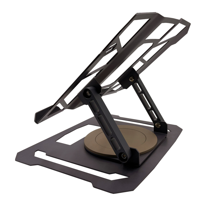 Στήριγμα ψύξης για gaming φορητό υπολογιστή με ρύθμιση ύψους, περιστρεφόμενο και αναδιπλούμενο σχέδιο — Μοντέλο K1000; Υλικά: χάλυβας άνθρακα + κράμα αλουμινίου; Βάρος 2,1 κιλά; Συμβατό με gaming, business και λεπτά φορητά