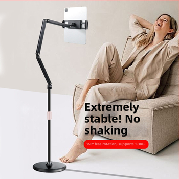 Zeli BX-N01 Padlóra álló telefon- és tabletatartó teleszkópos, összecsukható karokkal, kompatibilis az iPad sorozattal, háromkaros rögzítő, kerek alap