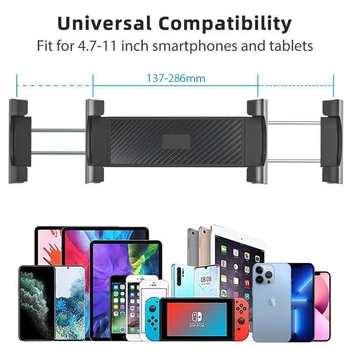 Autófejtámlás tabletatartó, fix rögzítésű, modell C113+H148, kompatibilis más eszközökkel, tömeg 690 g