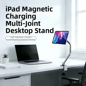 Tablettartó alumínium ötvözetből, asztali clamp és cantilever, mágneses töltés, kompatibil iPad Air Pro