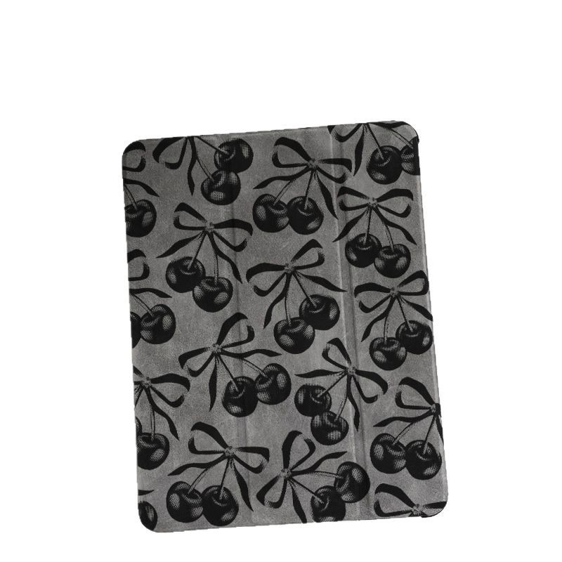 Carcasă pentru iPad cu model cireș în trei părți - piele sintetică, finisaj mat, închidere magnetică, protecție anti-cădere, compatibilă cu iPad 7-9 generații, funcție somn/trezire