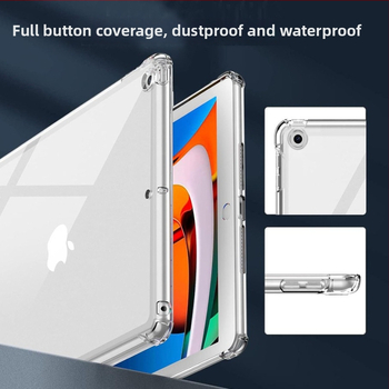 Ochranný kryt na iPad, priehľadný TPU, ochrana na 4 rohoch pri páde, proti otlačkom prstov, kompatibilný s Apple iPad